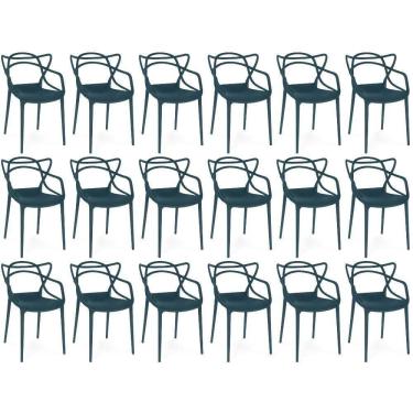 Imagem de Kit 18 Cadeiras De Jantar Allegra Design Empilhável - Azul Marinho