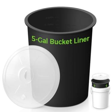 Imagem de Forro de balde de 5 galões com tampa para mistura de concreto, argamassa e diluição - Acessórios de balde de mistura de silicone reutilizáveis flexíveis e fáceis de limpar - Inclui capa para facilitar