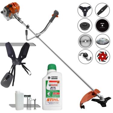 Imagem de Roçadeira Tekna RL520ACNTK 52cc 2HP + Facas 2 Pontas, 3 Pontas, 6 Pontas, 40 Dentes, 80 Dentes, Trimmer, Carretel, Escova de Aço + ÓLEO STIHL 2T