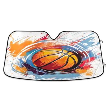 Imagem de Wassud Para-brisa para-sol acessórios de carro dobrável para janela dianteira do carro blocos raios UV basquete protetor solar reflexivo 59,7 x 134,6 cm