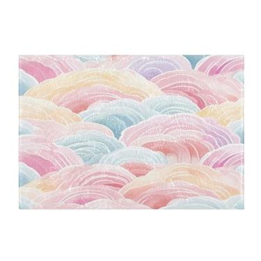 Imagem de Burbuja Tapete de banho arco-íris, tapete de banheiro absorvente extra macio com suporte antiderrapante para banheiro, banheira, chuveiro, 40 x 61 cm