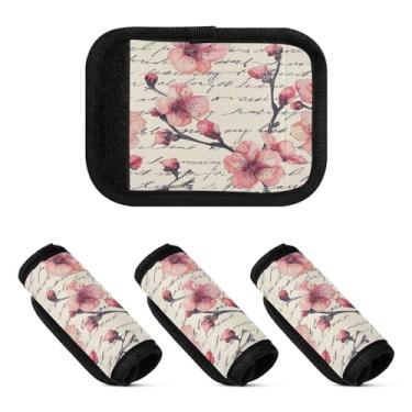 Imagem de Qilmy Beautiful Plum Blossoms Bagagem Handle Wrap Pacote com 4 Identificadores de Bagagem Tag Comfort Handle Grips Capa para Carrinho de Viagem Bolsa Mala Avião Acessórios de Viagem 882