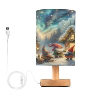 Imagem de Joisal Candeeiros de mesa de cabeceira de gnomo festivo de Natal, luminária de mesa lateral pequena, abajur amigável para os olhos, mesa lateral, decoração de quarto