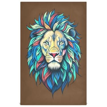 Imagem de Joisal Toalhas de mão de chá fofas toalhas de prato coloridas de arte marrom leão para cozinha panos de prato decorativos panos absorventes de banheiro 45 x 71 cm, 1 pacote