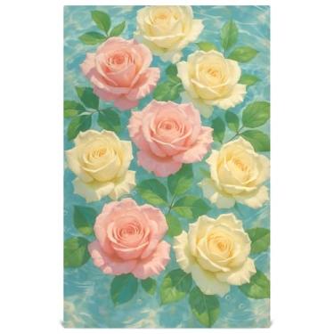 Imagem de Joisal Conjunto de toalhas de prato de cozinha rosa pastel rosa creme toalha de mão chá decorativo pano de limpeza fofo absorvente macio 45 x 71 cm, 4 pacotes com 4