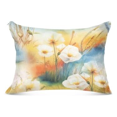 Imagem de Fronha decorativa branca floral pastel com zíper king queen tamanho padrão fronha linda decoração de casa, tamanho king, 50,8 cm x 101,6 cm