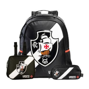 Imagem de Kit Mochila De Costas Vasco Da Gama Meninos Lancheira Estojo Cor:Preto