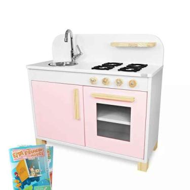 Imagem de Cozinha Infantil de Madeira Compacta - Eita Casa Perfeita, Rosa bebê
