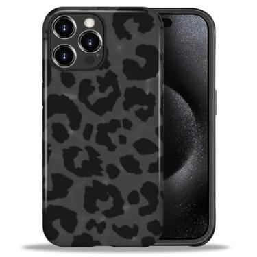 Imagem de Capa para iPhone 16 Pro, proteção contra quedas durável de silicone à prova de choque + PC rígido 2 em 1 capa protetora híbrida com design de padrão elegante personalidade leopardo preto