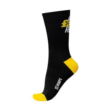 Imagem de Meia para Corrida HUPI Run Fast Run 1 Par Cano Médio, Cor: Preto/Amarelo, Tamanho 36-42