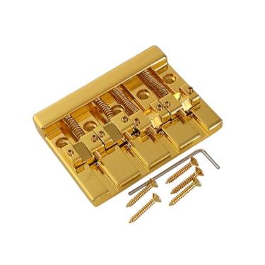 Imagem de SUNGOOYUE Ponte de Baixo de 4 Cordas, Substituição de Sustentação Aprimorada de Sela de Metal de Latão Com Espaçamento de Cordas de 0,75 Polegadas para Músicos (Ouro)