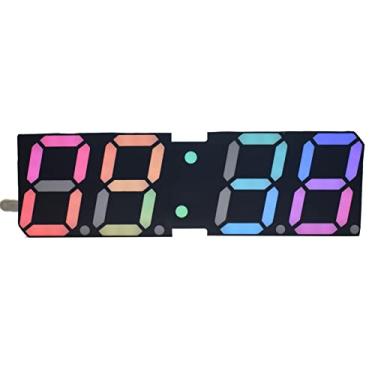 Imagem de Relógio de Alarme DIY Tubo Digital para Mesa com Fonte Grande LED Alta Brilho Gradiente Multicolorido Exibição Temperatura Data Dia Música Toques e Ef
