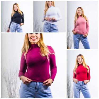 Imagem de Kit 5 Blusa básica feminina cacharrel/gola alta - GK TODA BELA, Rose v