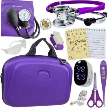 Imagem de Kit Enfermagem Super Luxo Maleta Exclusiva Completa - Love Saude, ROXO