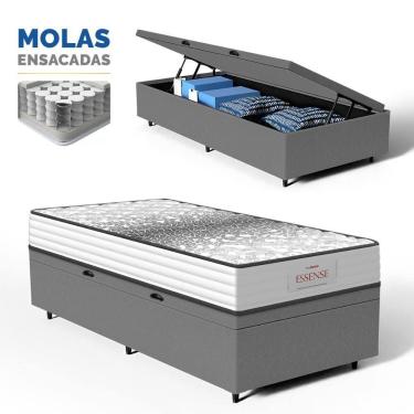 Imagem de Cama Box Baú com Colchão de Molas Ensacadas Double Face Essence Probel Solteiro 88cm