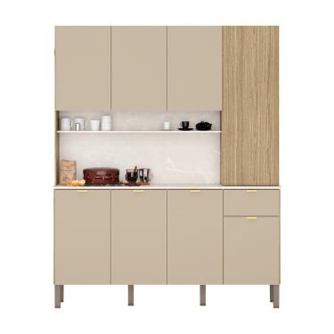 Imagem de Armario De Cozinha Compacta 8 Portas 1 Gaveta Slow Freijó vanilla Riscatto Freijó