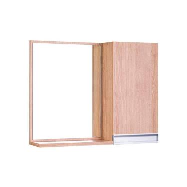 Imagem de Espelho para Banheiro com Armário Carvalho Puxador Metal