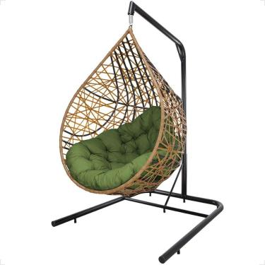 Imagem de Balanço Suspenso Ninho Gota Com Mola, Mosquetão E Suporte Para Sacada - Caramelo A5