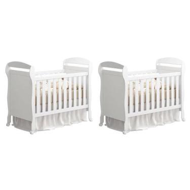 Imagem de Kit Gêmeos Berço Mini Cama Danny - Reller Móveis, Branco Brilho