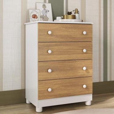 Imagem de Cômoda Infantil 65cm com 4 Gavetas Allegra Multimóveis MP4421, Branco/