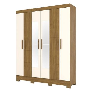 Imagem de Guarda Roupa Solteiro Malbec Nature Off White com Espelho – Briz Móveis