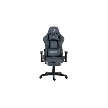 Imagem de Cadeira Gamer Rise Mode X02, Ângulo Ajustável, Braço 2D, Apoio Para os Pés Retrátil, Cinza Fabric - RM-CG-X02-GR-FBC