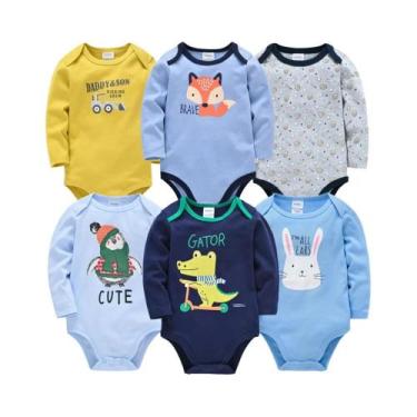 Imagem de Macacão De Algodão Para Bebês Meninos Recém-Nascidos, Body De Manga Lo