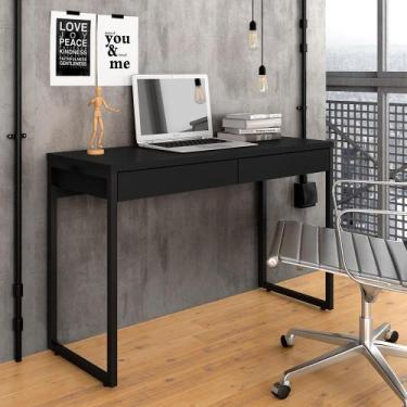 Imagem de Escrivaninha Industrial Cayman Com 2 Gavetas Preto Fosco - Móveis Arap
