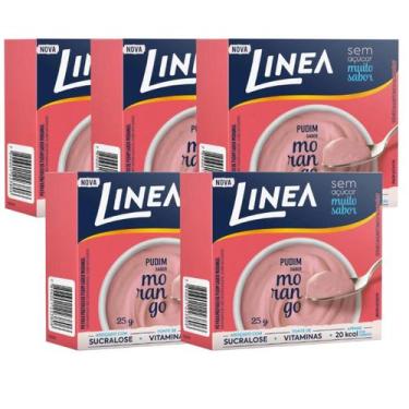 Imagem de Kit 5 Pó para Pudim De Morango Linea 25g