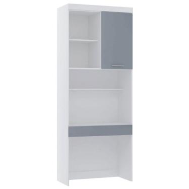 Imagem de Bancada De Estudos 90cm 1 Pt Alpes Luciane Móveis Branco Pf/grey Sky Pf