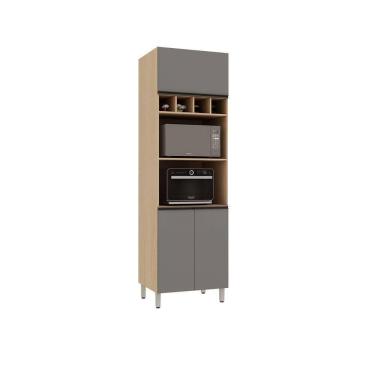 Imagem de Paneleiro 70cm 3 Portas Com Nicho Microondas Essenza Luciane Andorra-cinza Puro