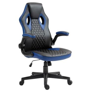 Imagem de Cadeira Gamer Com Braço Preto Azul Best