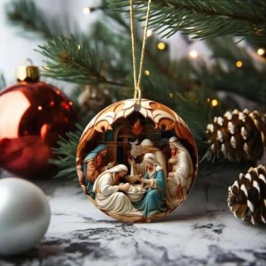 Imagem de Árvore de Natal 3D Pintada - Decoração Criativa para Casa - Pingente d