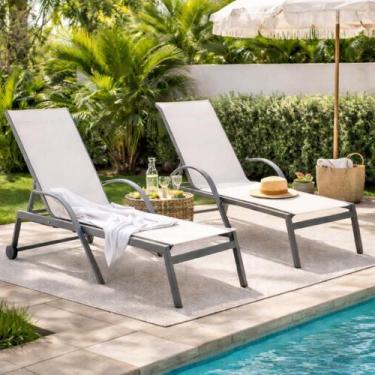 Imagem de Espreguiçadeira Chaise Itaguá Bege/Amendoa - Rivatti