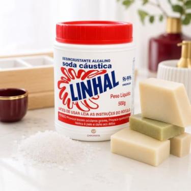 Imagem de Soda Cáustica Pura Linhal 99% 500g Para Desentupir Esgotos, Limpeza Pesada e Fabricação de Sabão Artesanal