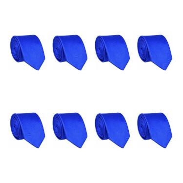 Imagem de Kit 8 Gravatas Masculina Social Slim Premium Tons de Azul Lisa Elegante Padrinhos Formatura Trabalho