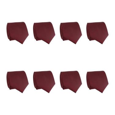 Imagem de Kit 8 Gravatas Masculina Social Slim Premium Tons de Vermelho Lisa Elegante Padrinhos Formatura Trabalho