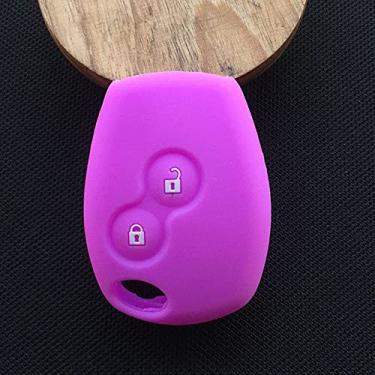 Imagem de YJADHU Porta-chaves de silicone para proteção do porta-chaves do carro Porta-chaves porta-chaves, adequado para Renault Clio Scenic Megane Duster Sandero Captur, roxo