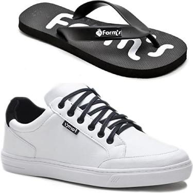 Imagem de Kit Tênis + Chinelo Form's Masculino Liso Casual Cor:Branco;Tamanho:35
