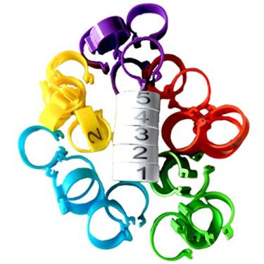 Imagem de Anéis de perna de frango – 30 marcadores de etiqueta numerados de 1 a 5 para pássaros adultos | pernas de 1,27 cm a 1,58 cm | faixas de tornozelo de alpargata para gamafé, patos, guinéus | Marcação e faixa de reprodução de ID colorida | Fowls
