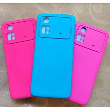 Imagem de Capa Case Capinha Anti Impacto Aveludada Premium+ 4 PeliculaS De Vidro Temperado Full Glue 9d/3D Xiaomi Poco M4 pro 4g (AZUL PISCINA)