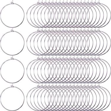Imagem de Onwon Anéis de pingente de vidro de vinho 300 peças DIY Your Own Wine Glass Marker banhado a prata brinco de argola aberta brinco de contas brinco de festa