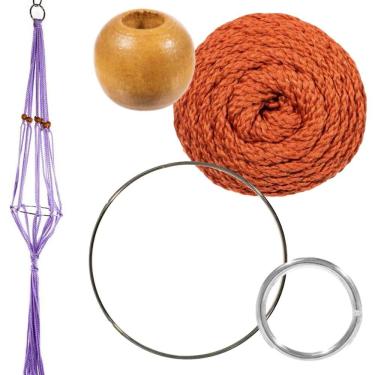 Imagem de Craft County Kits de cabide para plantas de macramé – Cordão de 4 mm – Faz cabide de planta longo de 106 cm (ferrugem)