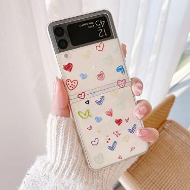 Imagem de para Samsung Galaxy Z Flip 4 3 2 5G 4G Caso Graffiti Pintura a óleo Cósmico Céu estrelado Desenhos animados amor Hard Clear TPU Capa Shell, amor, para Galaxy Z Flip 3