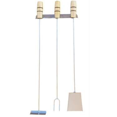 Imagem de Kit Limpeza Churrasqueira Pá E Rastelo Espalha Brasa E Garfo