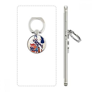 Imagem de Suporte de anel de telefone de beleza branca da cultura chinesa com laço ajustável