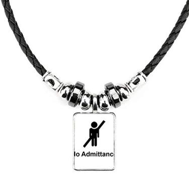 Imagem de DIYthinker Colar No Admittance Black Symbol Pattern Jewelry Torque Leather Rope Pendant