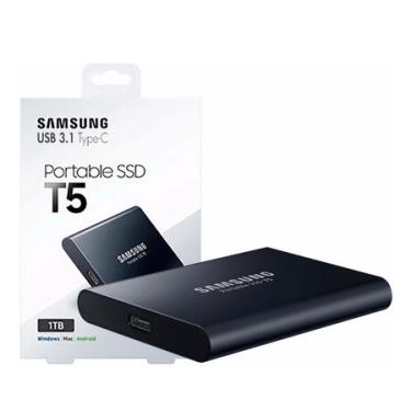 Imagem de SSD Samsung T5 1TB Externo Portátil USB 3.1 - MU-PA1T0B/AM (Preto)
