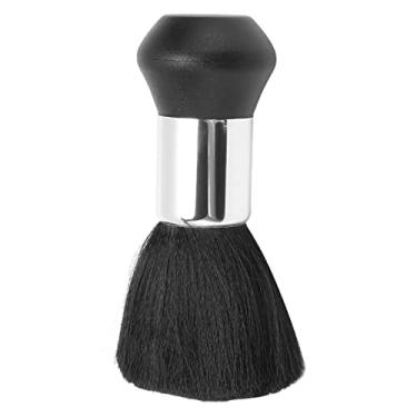 Imagem de plplaaobo Escova de espanador de pescoço, escova de barbeiro flexível macia e confortável, cabo ergonômico, escova preta para limpeza do pescoço do rosto