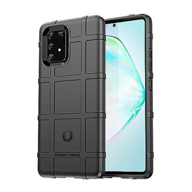 Imagem de Capa de telefone para Samsung Galaxy M80S, fibra de carbono refinada, anti-queda, anti-impressões digitais, proteção total de 360° preta